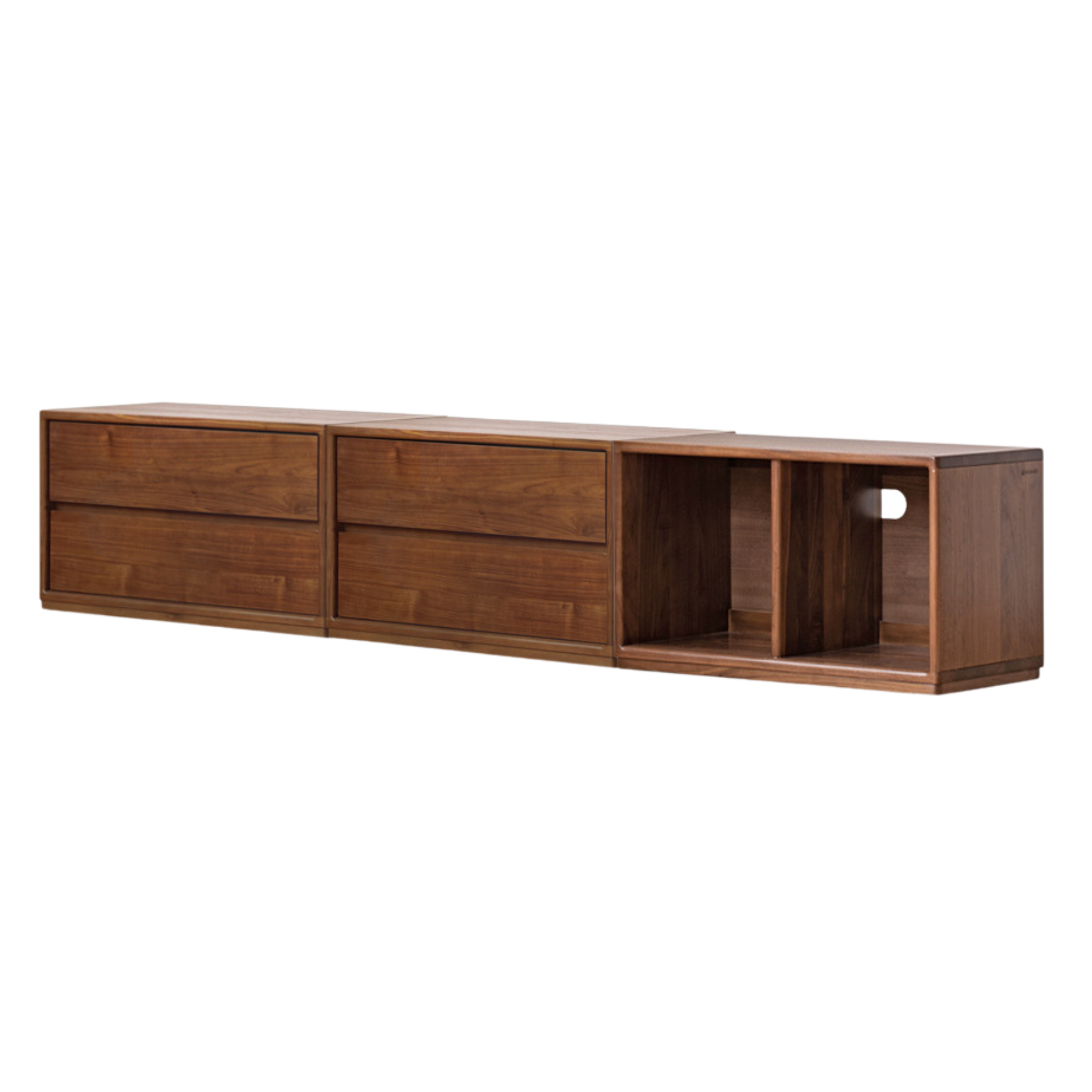 Black Walnut, Oak Solid Wood TV Cabinet Modern Module Combination Storage.