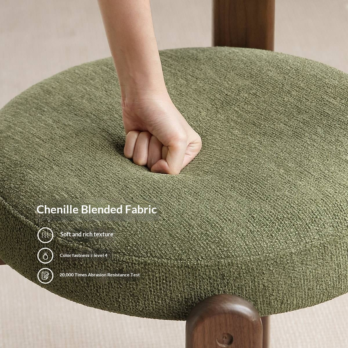 Set 4pcs Black Walnut Solid Wood, Solid Rubberwood Wood Upholstered Dining Chair, Modern Organic