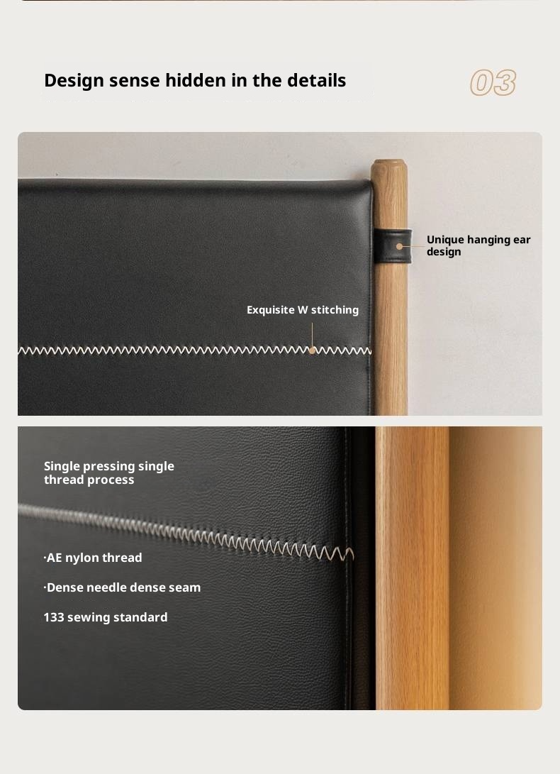 Oak Solid Wood Soft High Backrest Bed Modern Minimalist