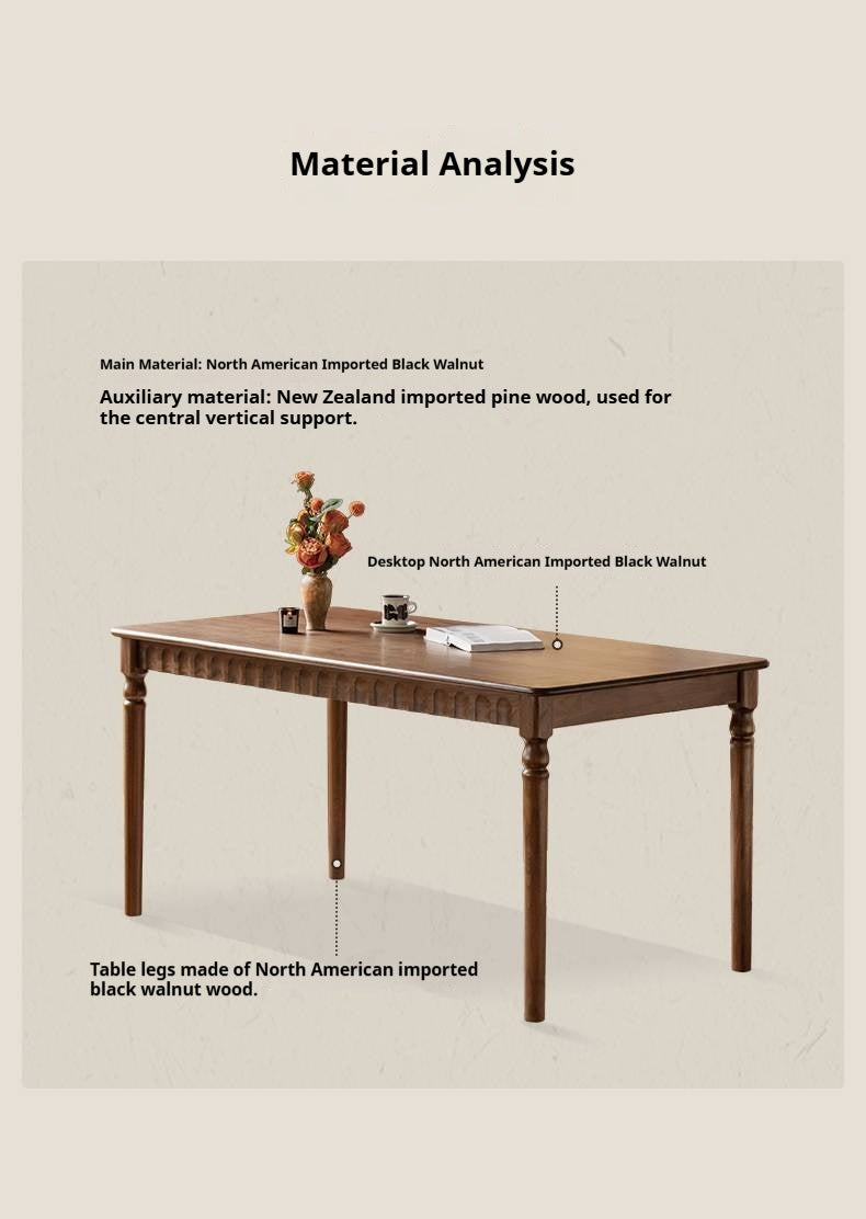 Black Walnut Solid Wood American Retro Style Dining Table