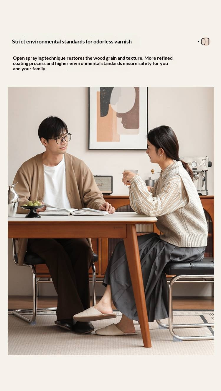 Tulipwood Solid Wood Retro Style Dining Table