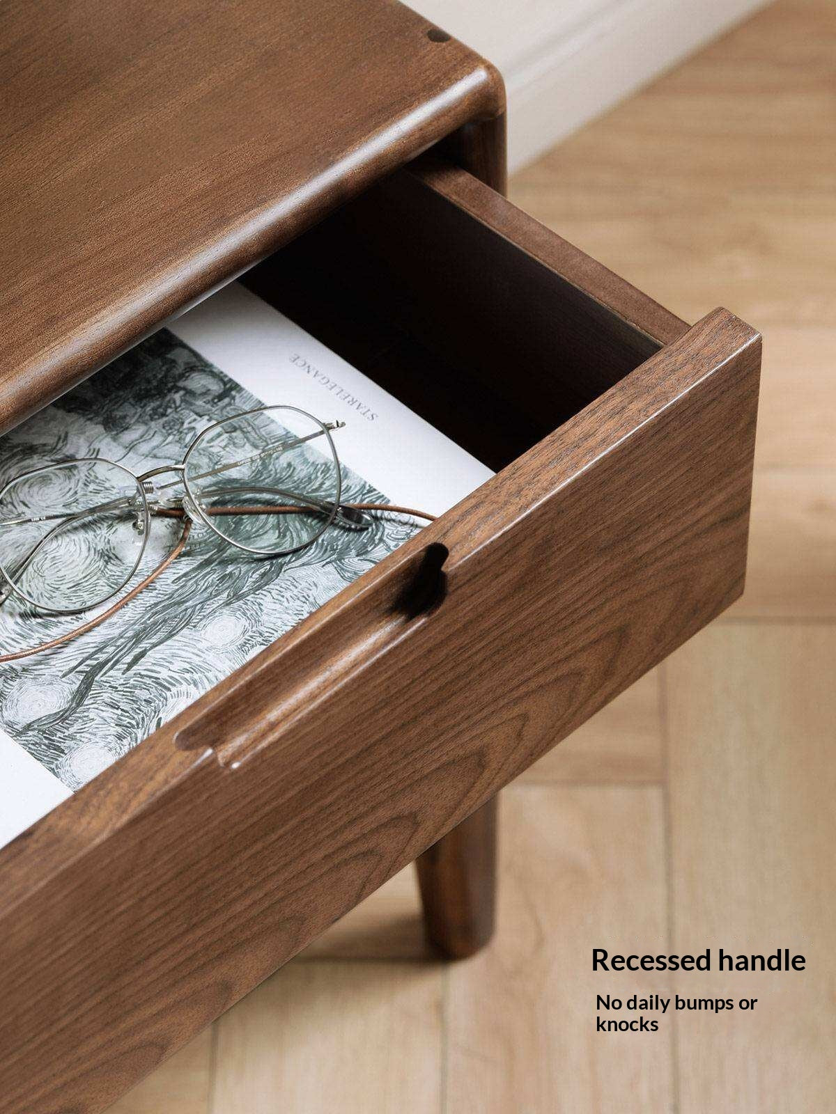Black Walnut, Ash Solid Wood Nordic Modern Nightstand
