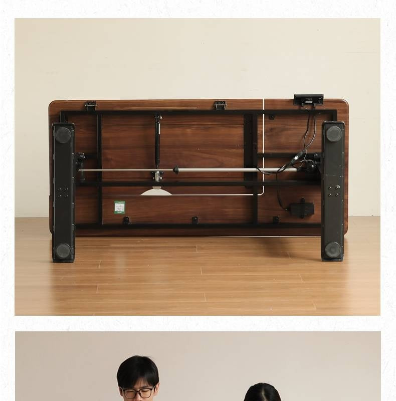 Black Walnut, Oak Solid Wood Light Luxury Style Electric Lift Table.