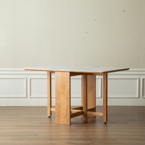 Oak Solid Wood Retractable Folding Dining Table