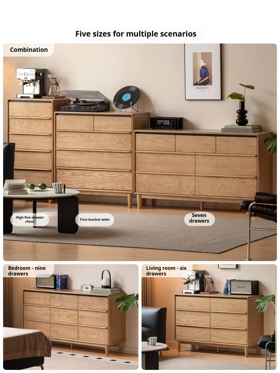 Ash Solid Wood Modern Drawer Cabinet