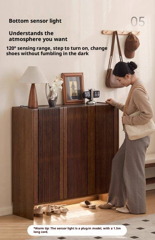 Oak Solid Wood Italian Light Luxury Shoe Cabinet