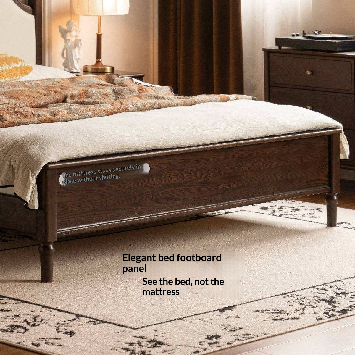 Ash Solid Wood Upholstered Bed with Tall Arched Headboard and Turned Finial Posts