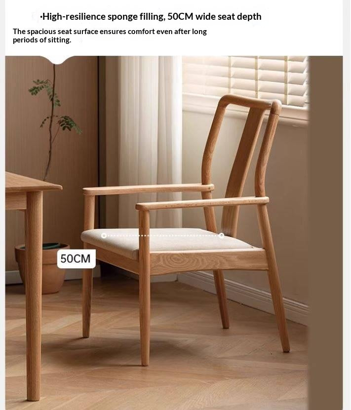 Oak Solid Wood Backrest Soft Chair