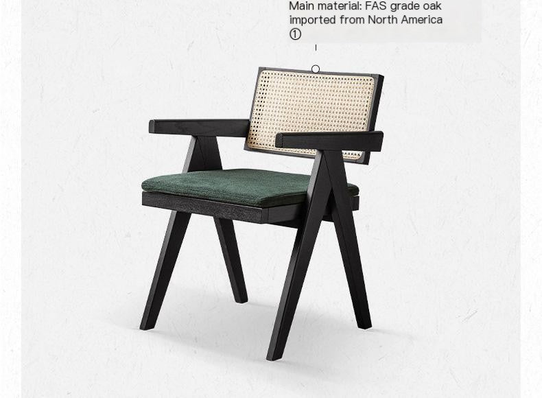 Black Walnut, Ash, Oak, Cherry Solid Wood Light Luxury Rattan Chair