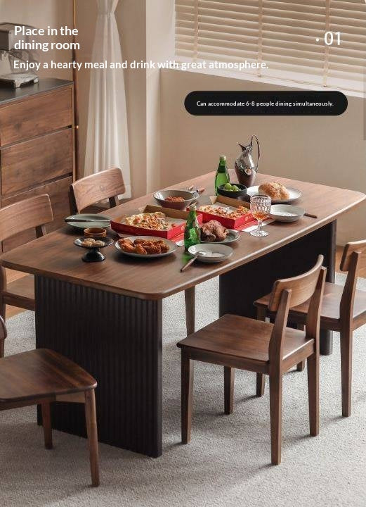 Black Walnut Solid Wood Light Luxury Style Dining Table