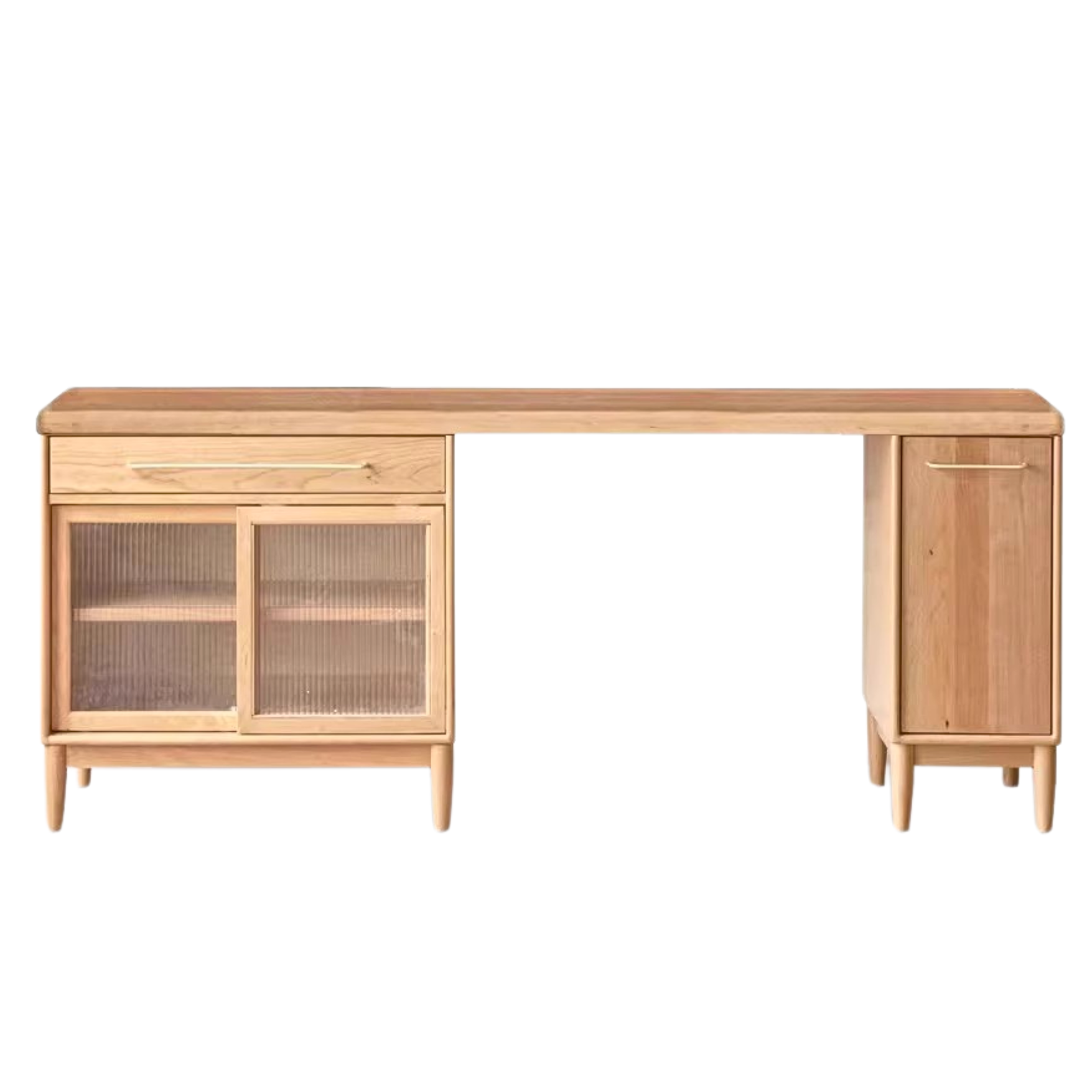 Cherry, Oak Solid Wood, Solid RubberWood Japanese Style Buffet Cabinet