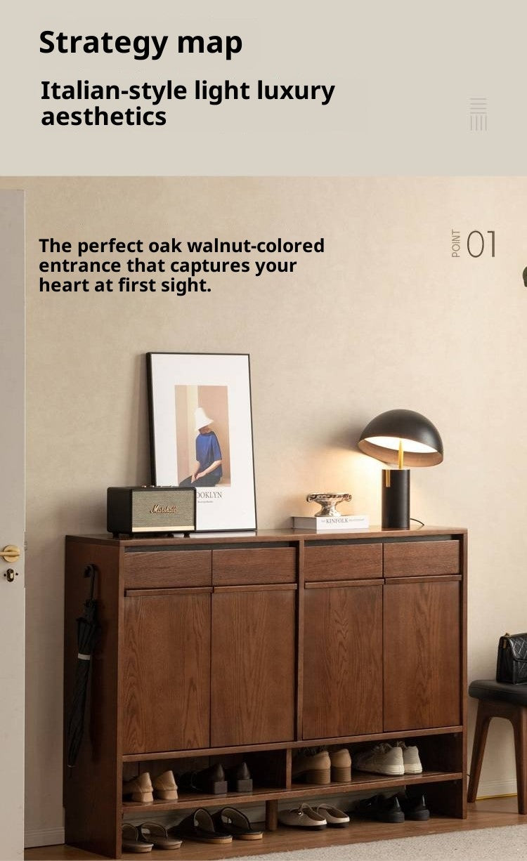 Oak Solid Wood Capacity Shoe Cabinet
