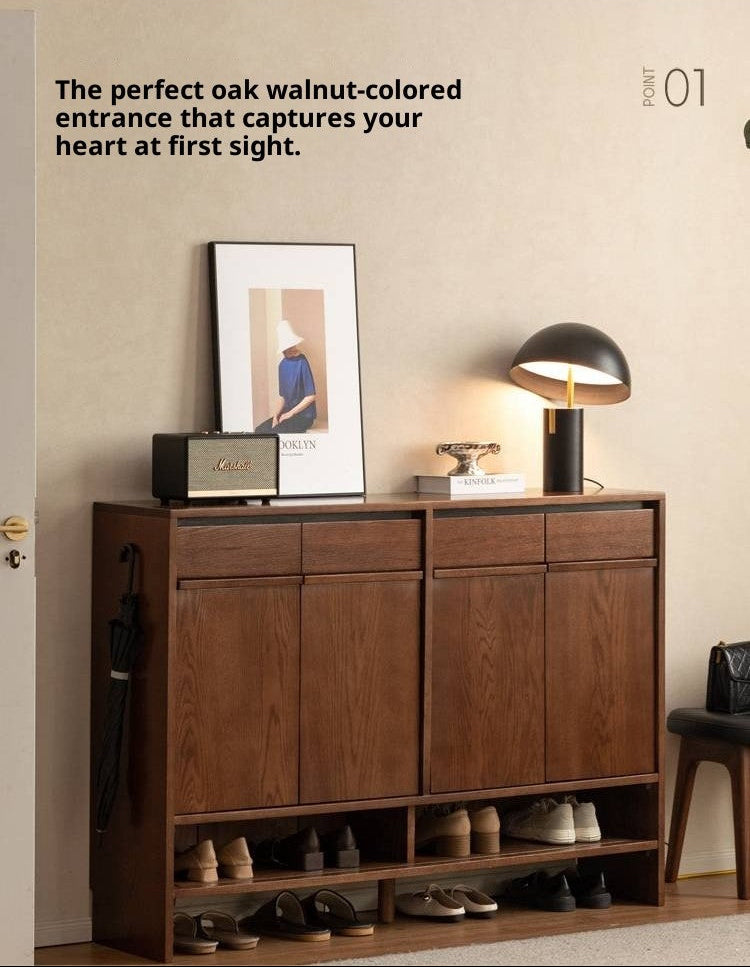 Oak Solid Wood Shoe Cabinet