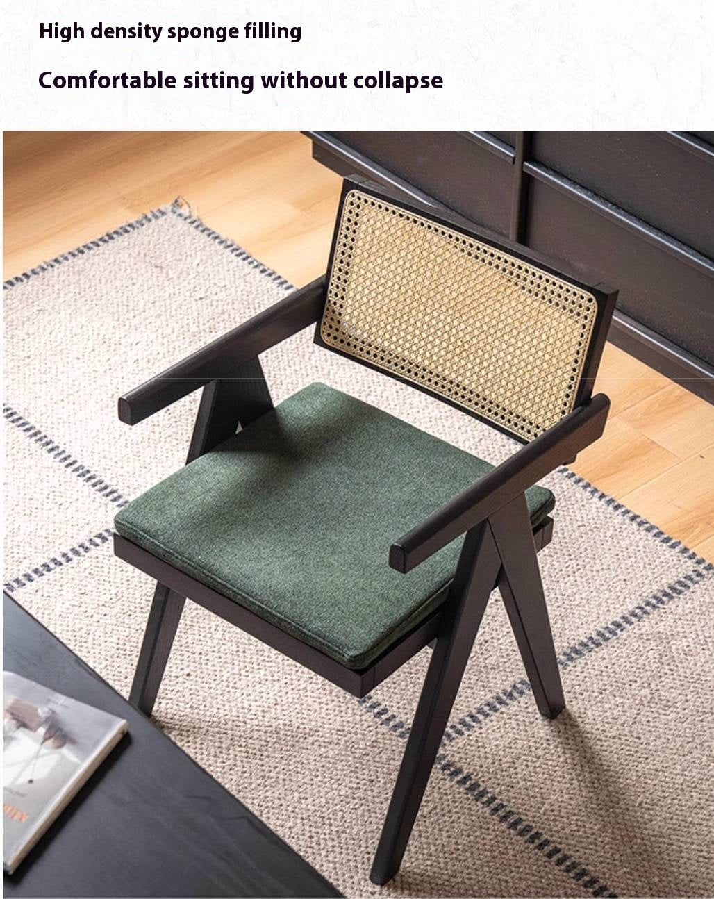 Black Walnut, Ash, Oak, Cherry Solid Wood Light Luxury Rattan Chair