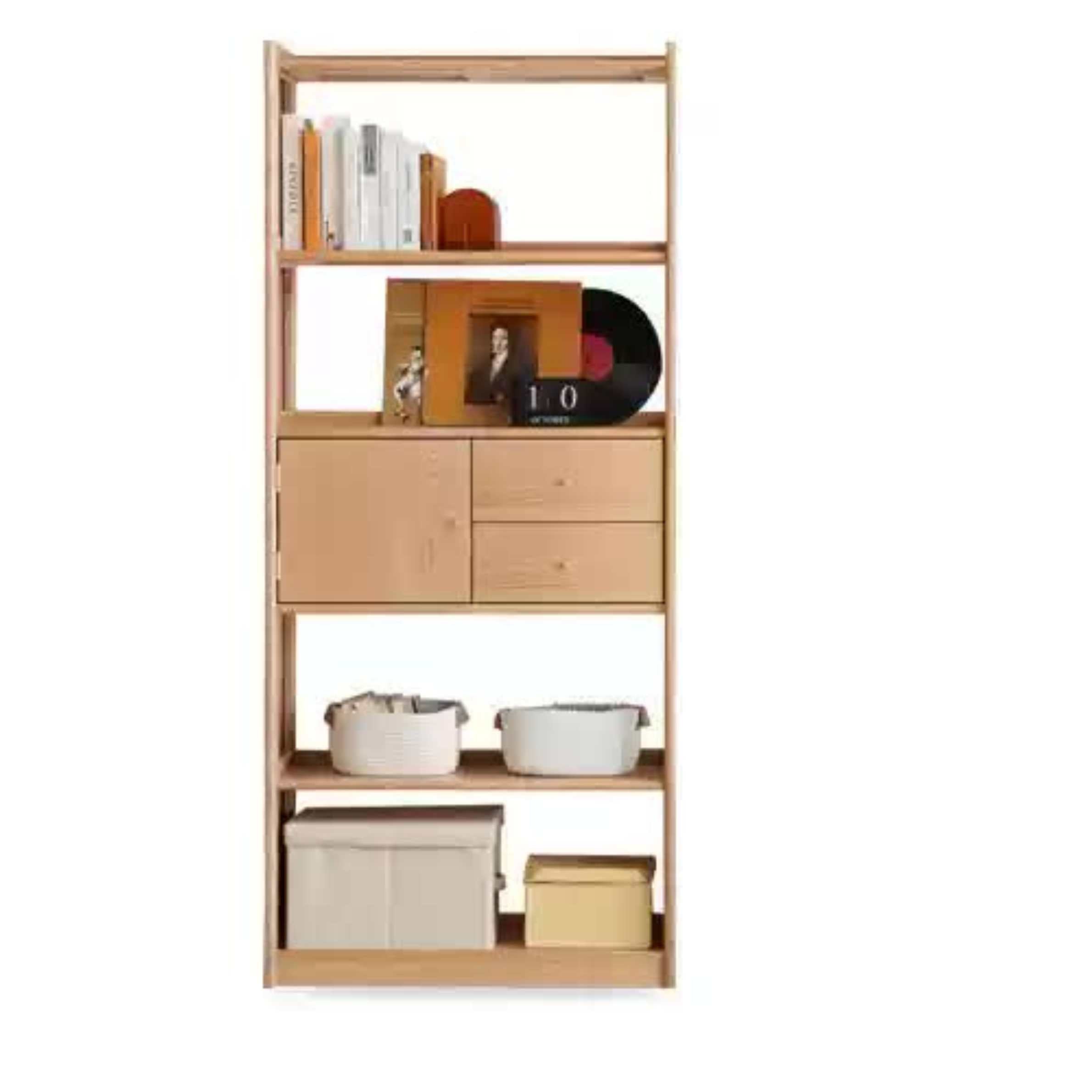 Oak Solid Wood Bookshelf Study Display Floor Combination Shelf