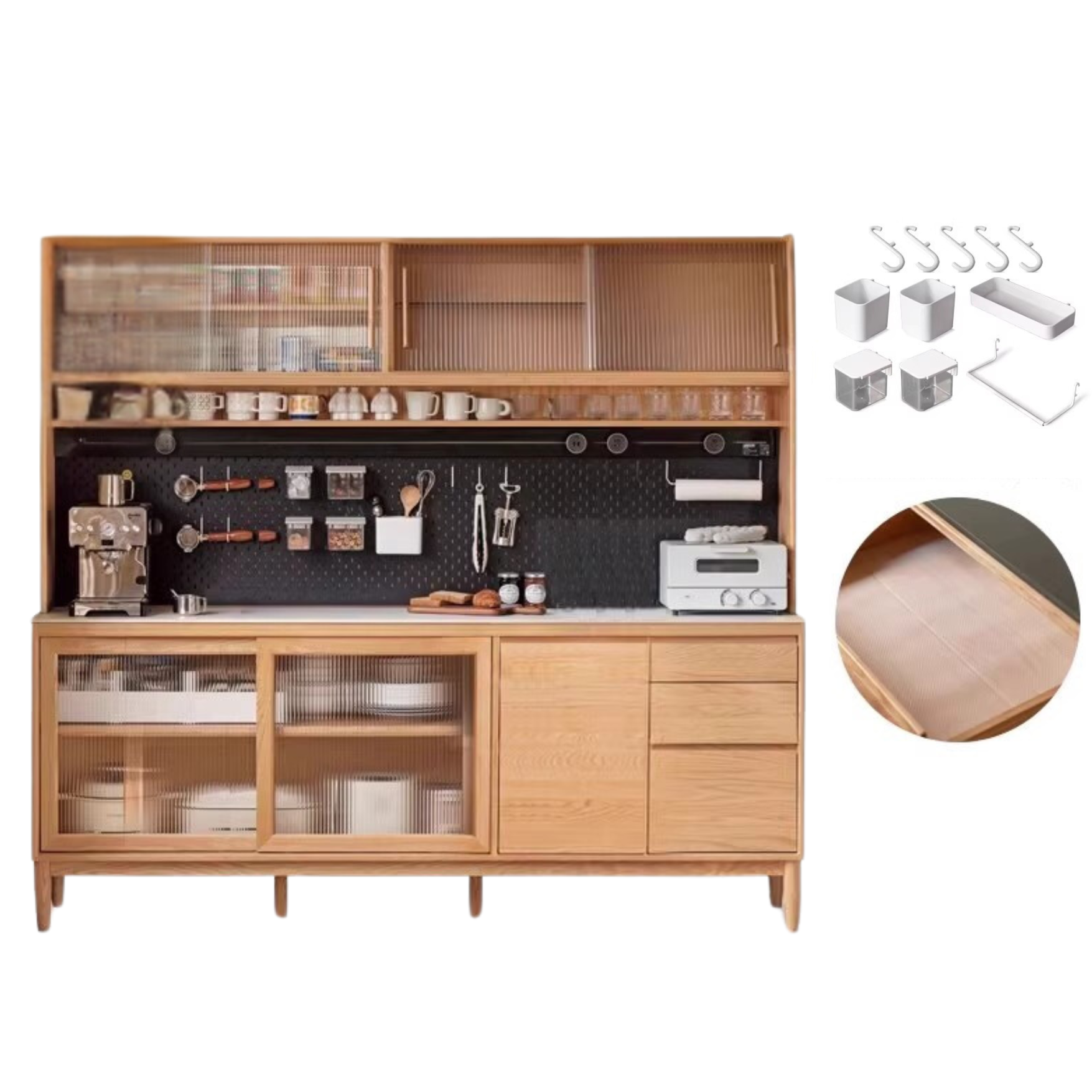 Oak, Ash Solid Wood Large Capacity Storage Sideboard