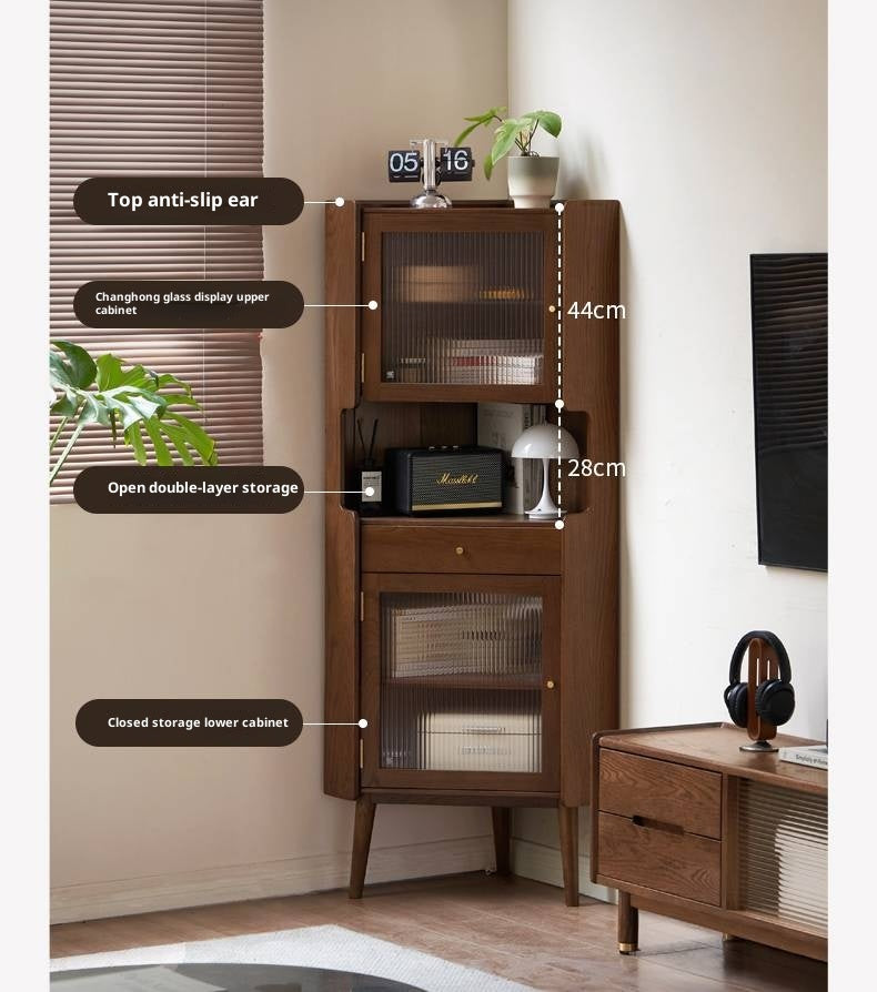 Oak Solid Wood Corner Side Cabinet