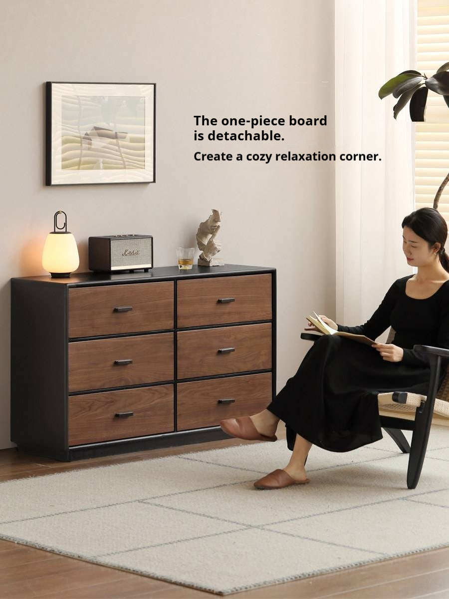 Black Walnut Solid Wood Italian Light Luxury Vanity Table.