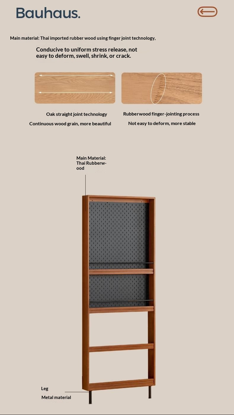 Solid Rubberwood Vintage Style Ultra-Thin Bookshelf