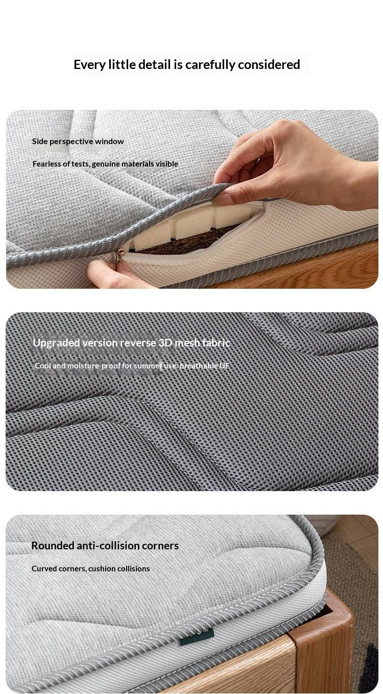 Eco-Friendly Coconut Palm and Bamboo Charcoal Latex Mattress — Zero-Glue, Antibacterial, Breathable, Thin Design