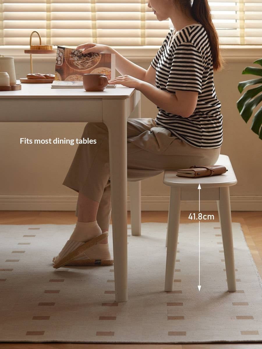 Solid Rubberwood French Cream Style Long Bench