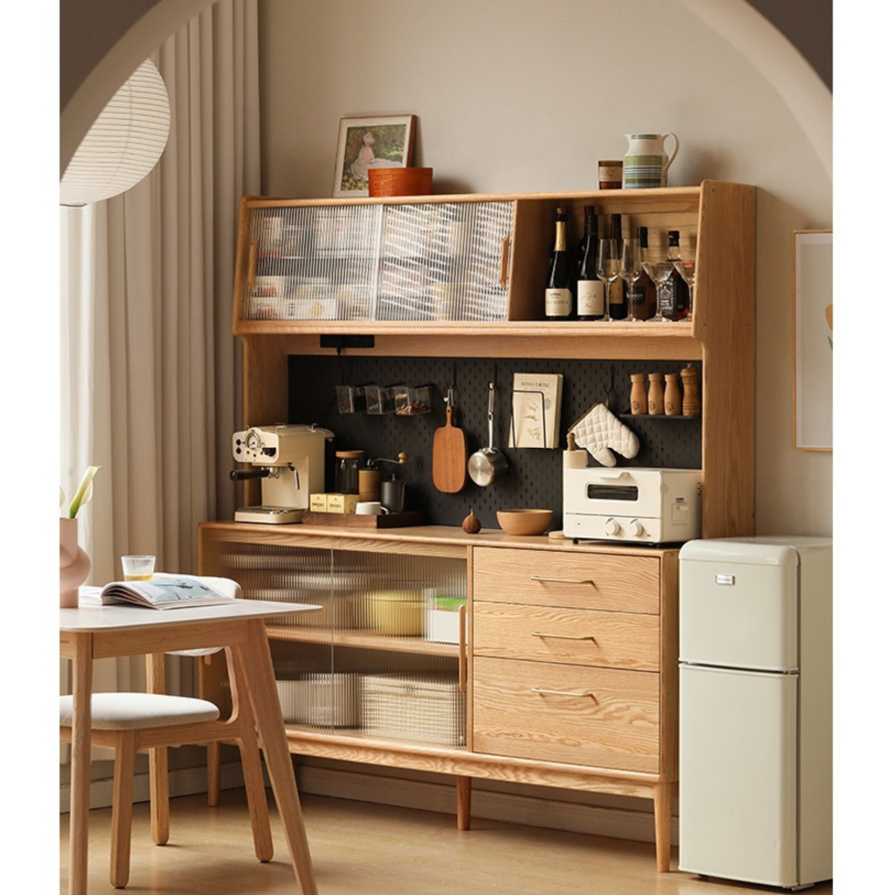 Oak Solid Wood Modern Multifunctional Sideboard
