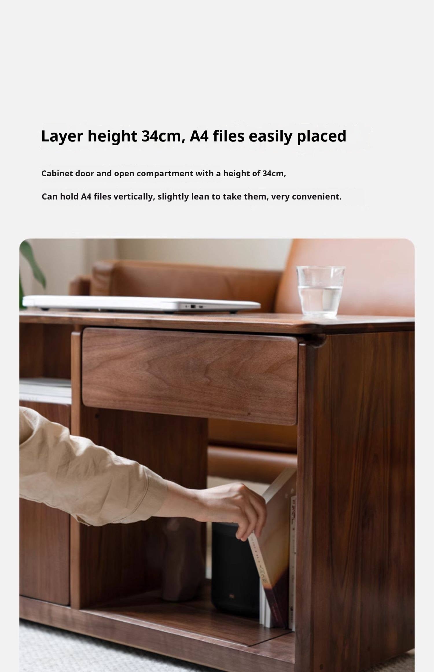 Black Walnut Solid Wood Nordic Style Movable Side Table