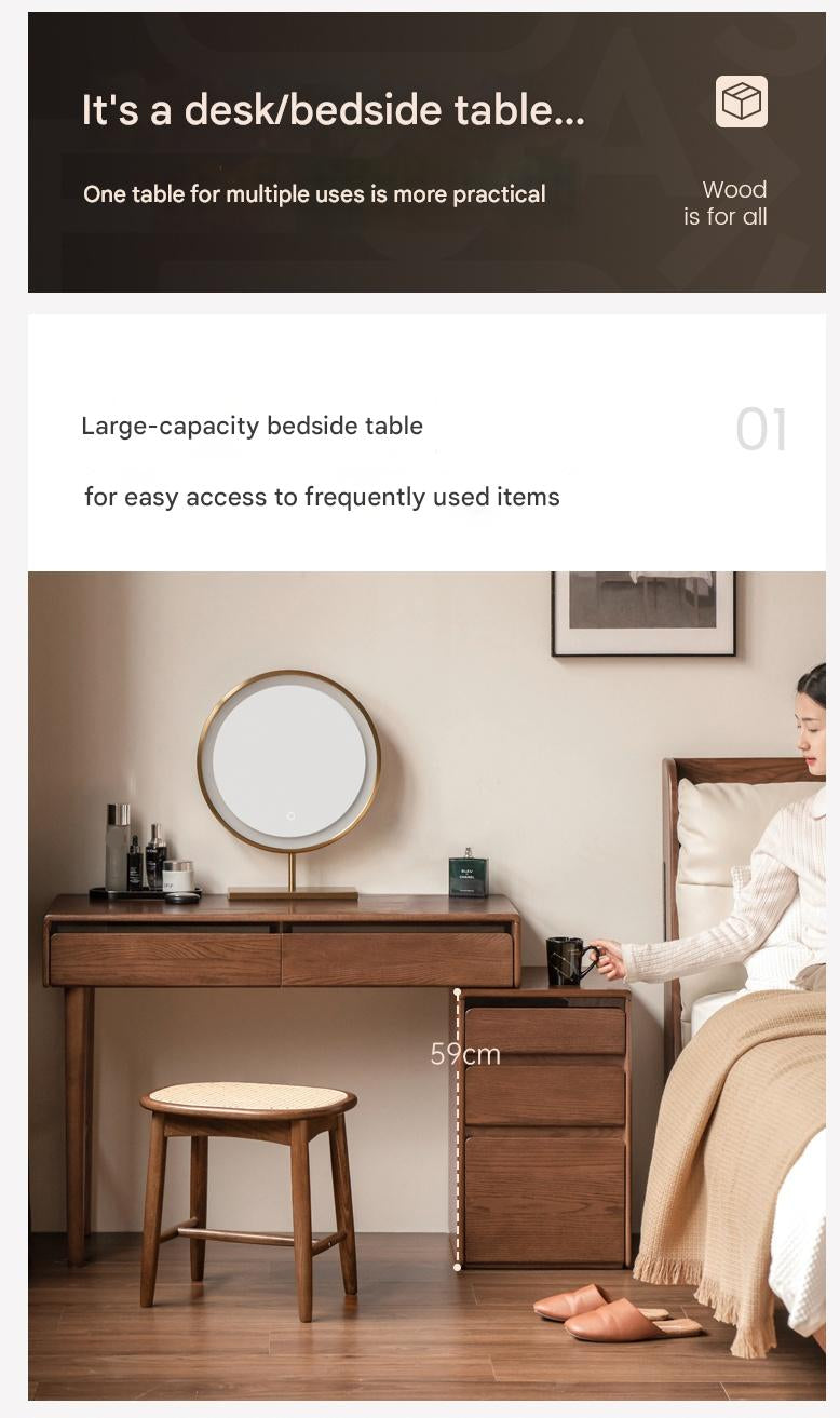Oak Solid Wood Retractable Modern Dressing Table.