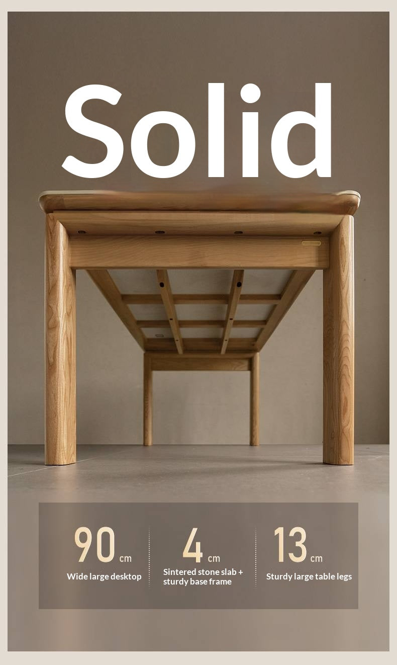 White Ash Solid Wood Restaurant Slab Dining Table