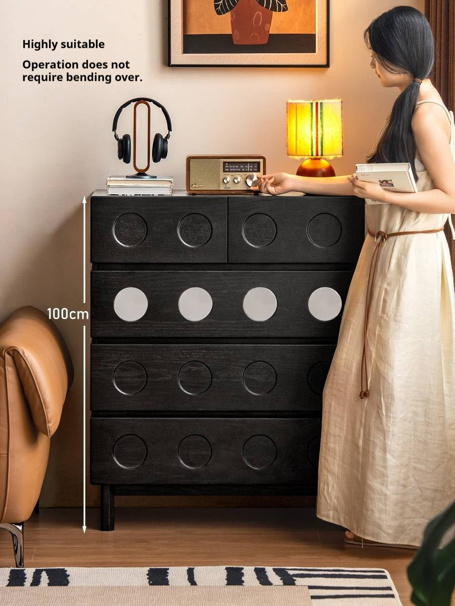 Oak Solid Wood Vintage Style Five-Drawer Chest