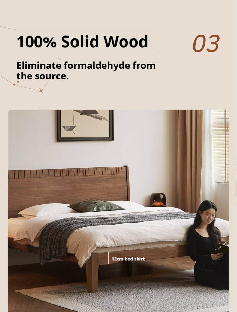 Black Walnut Solid Wood Modern Double Bed
