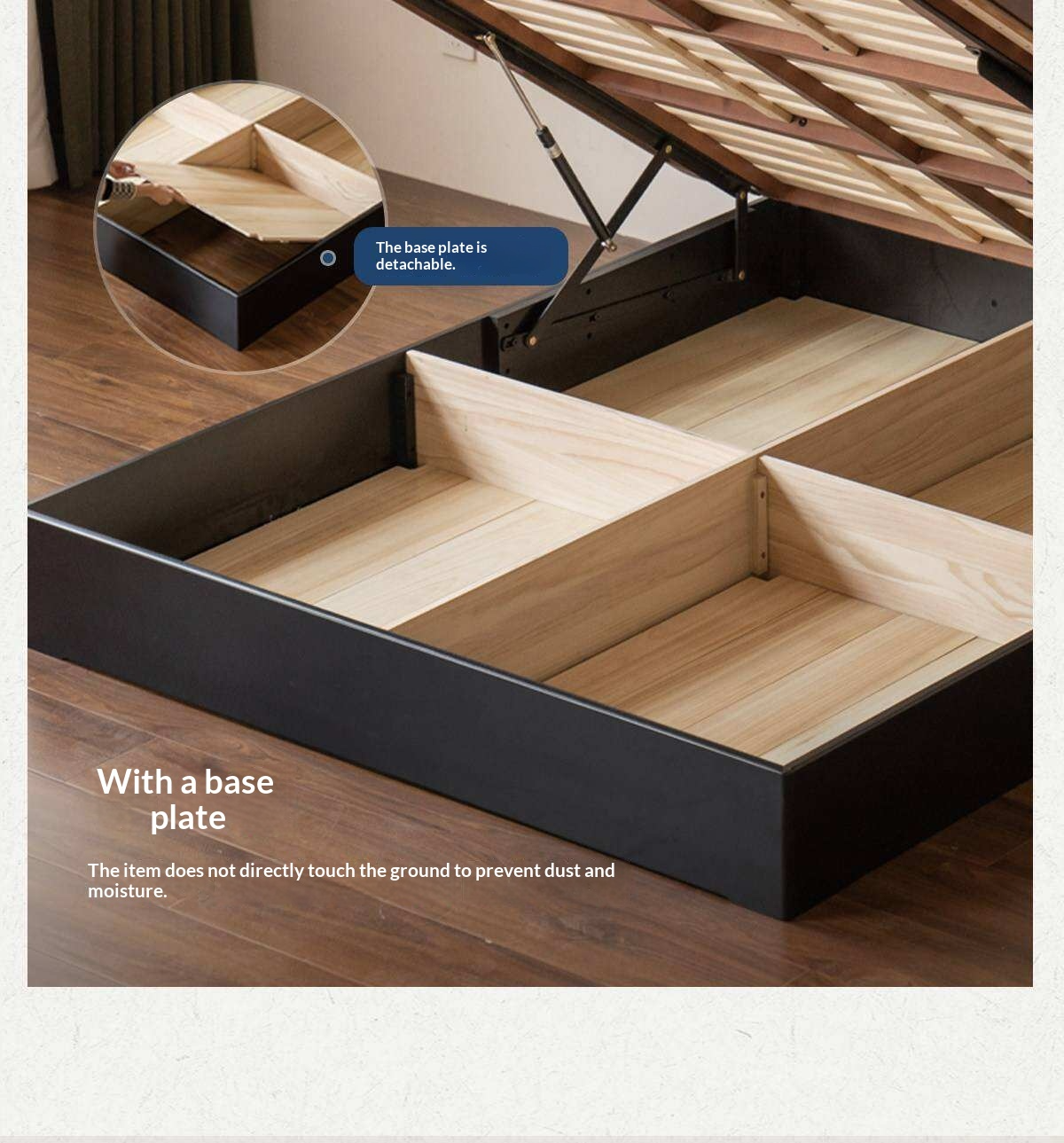 Poplar Solid Wood Channel Tufted Platform Bed with Gas Lift Storage