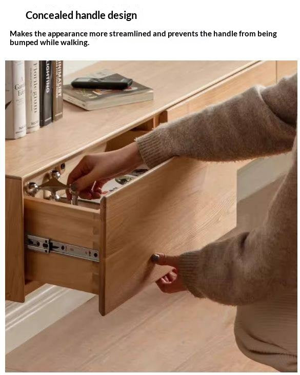 Oak, Tulipwood Solid Wood TV Cabinet with Light