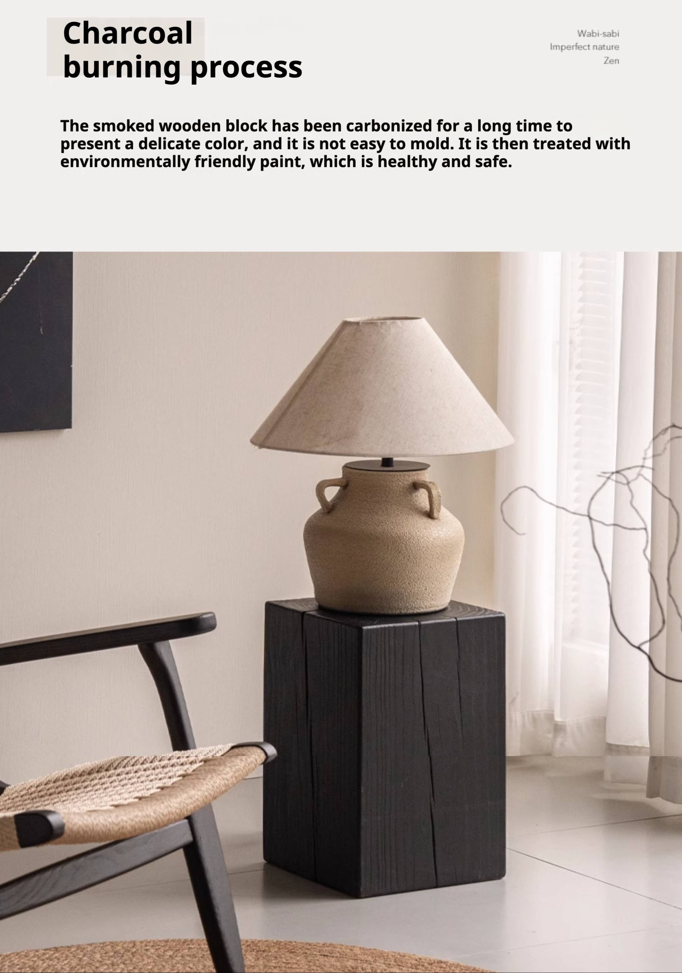 Pine Solid Wood Wabi Sabi Style Side Table