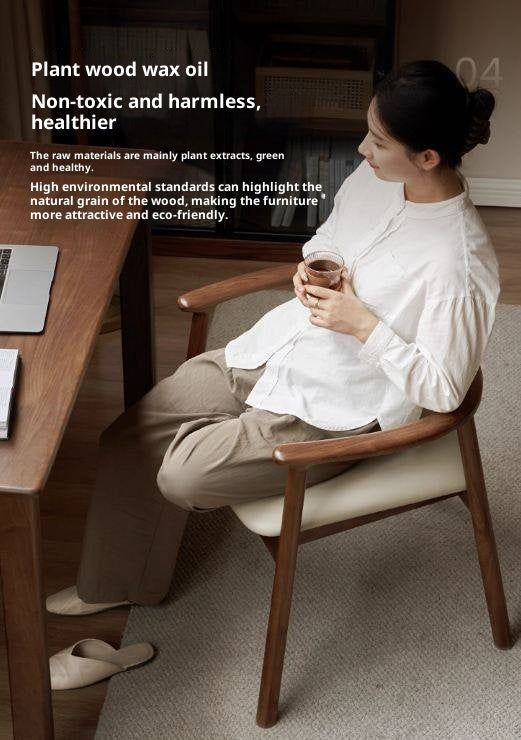 Black Walnut Solid Wood Dining Chair with Backrest