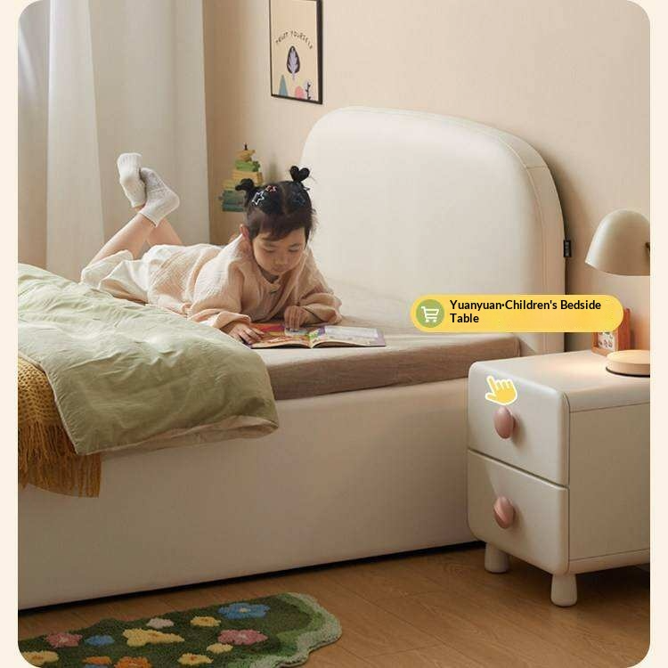 Kids Upholstered Storage Bed with Rounded Headboard and Gas Lift