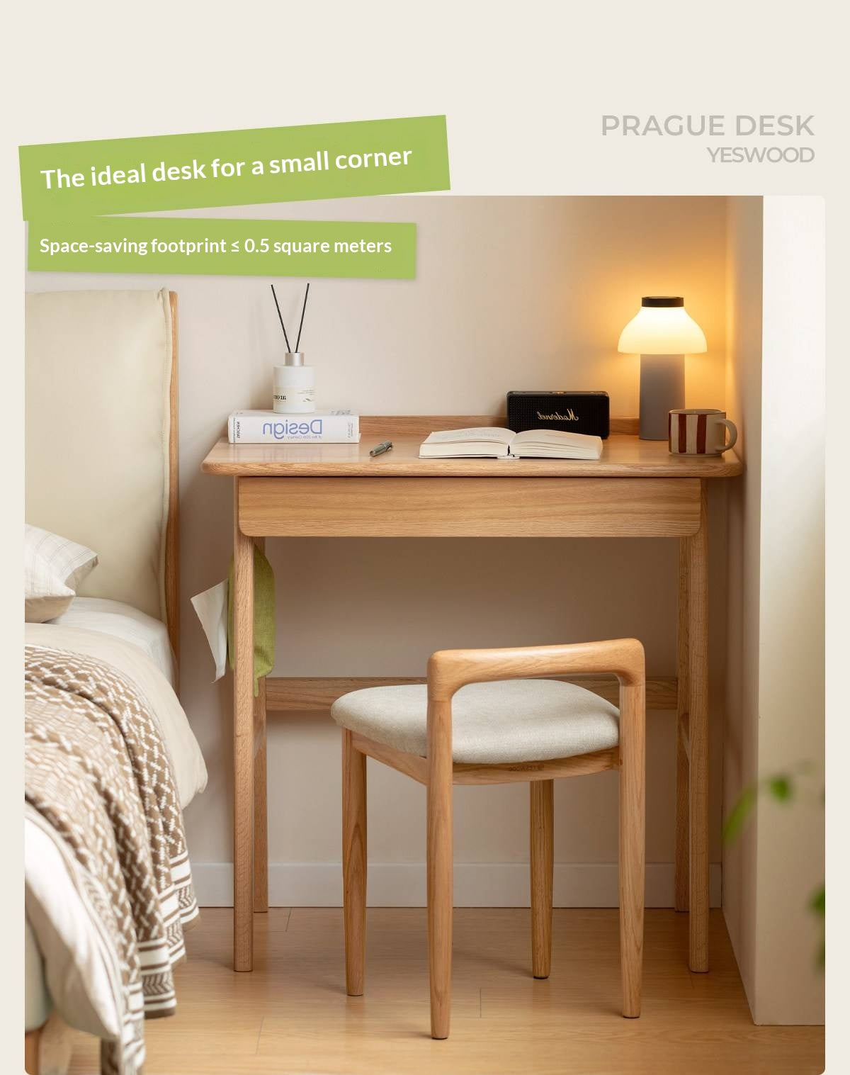 Oak Solid Wood small Office Desk with a drawer