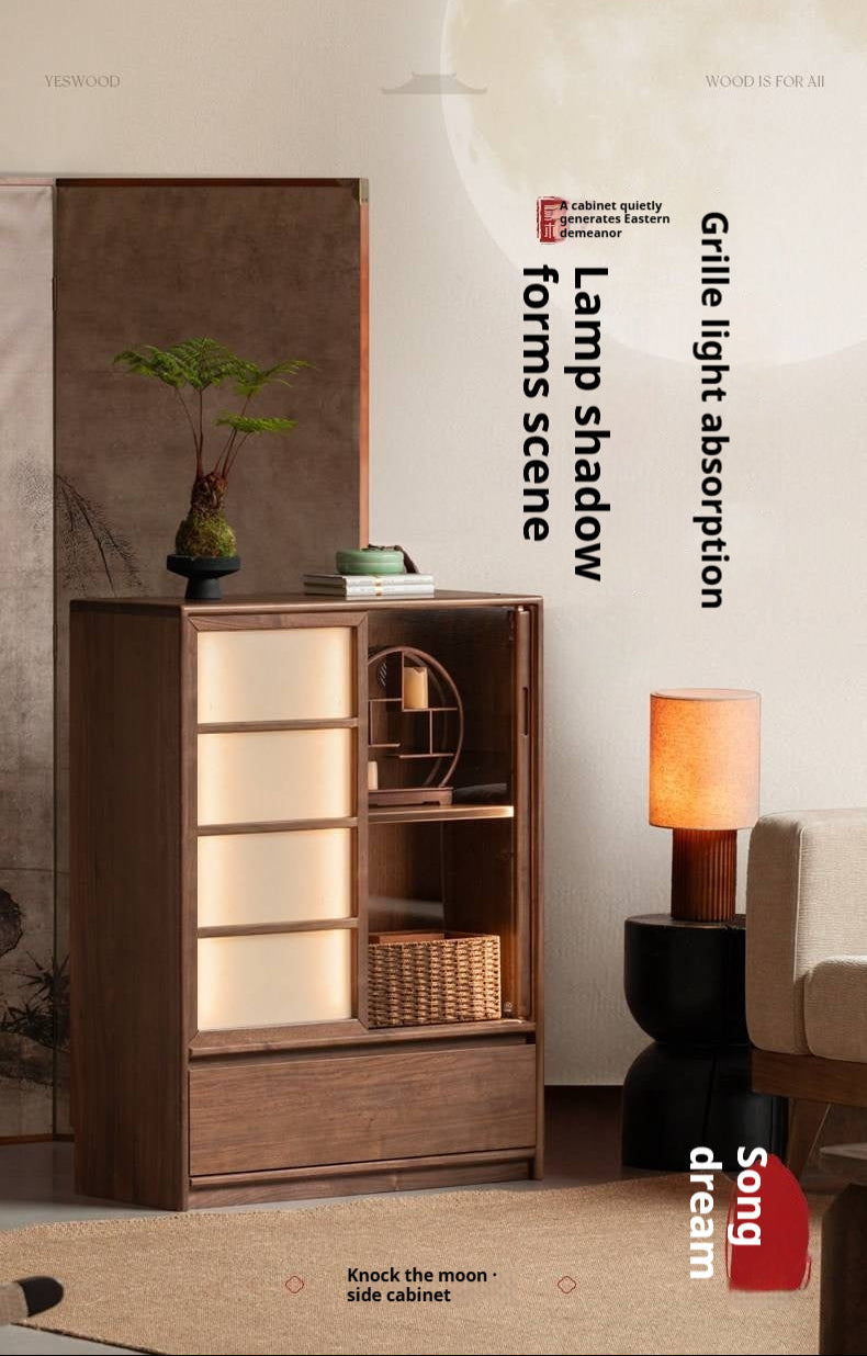 Black Walnut Solid Wood Storage Side Cabinet