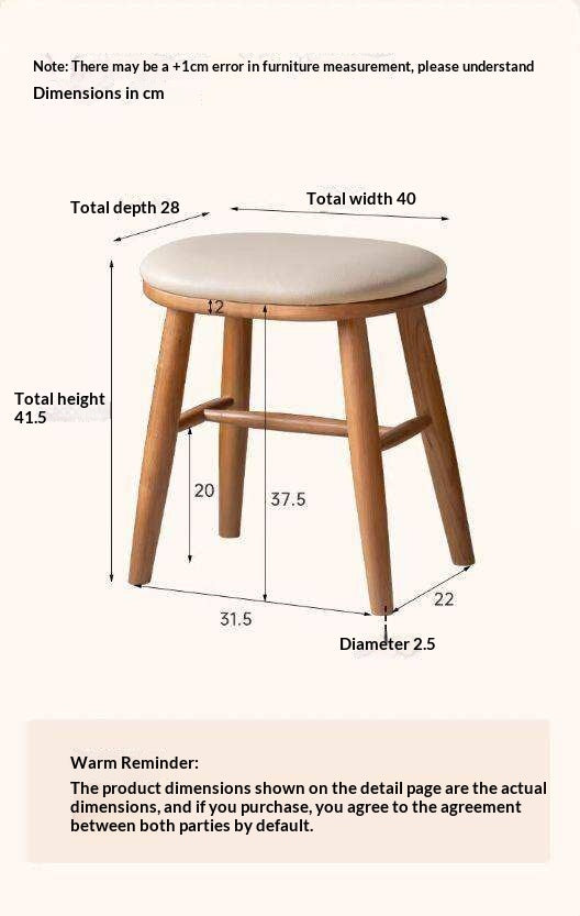 Ash, Cherry Solid Wood Dressing Stool
