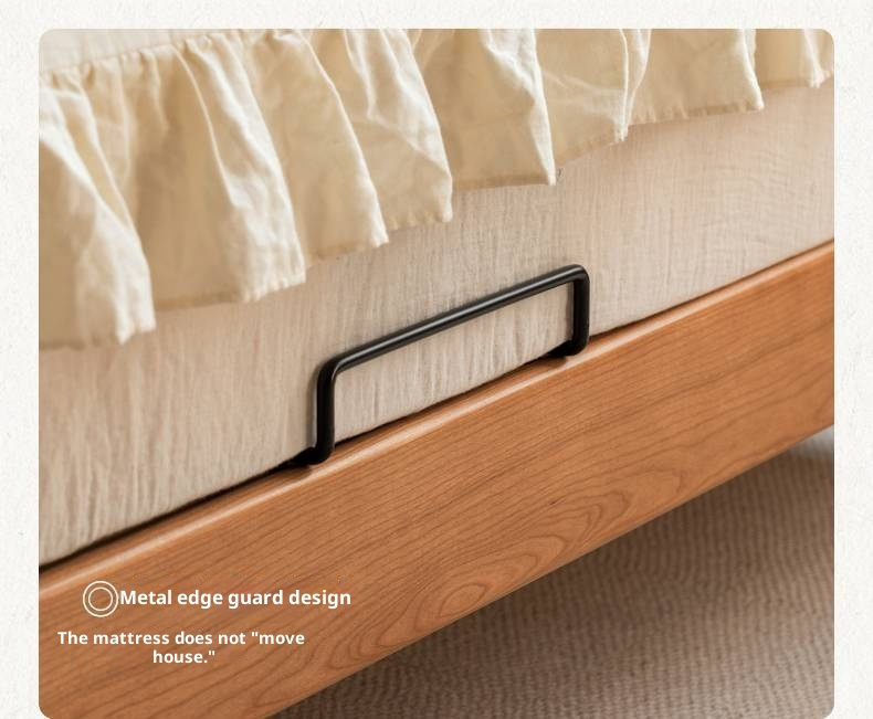Cherry Solid Wood Soft Backrest Bed, French Retro Style