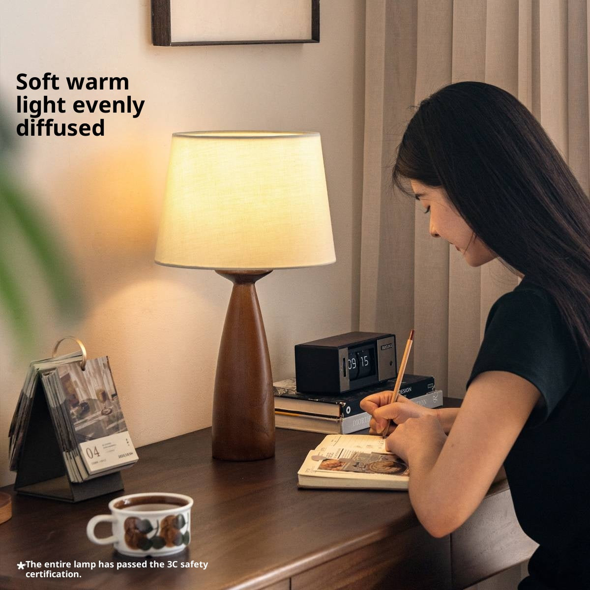 Ash Solid Wood Vintage Style Desk Lamp