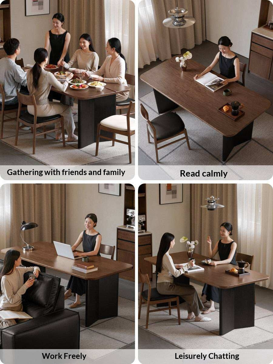 Black Walnut Solid Wood Dining Table with Italian Light Luxury Design