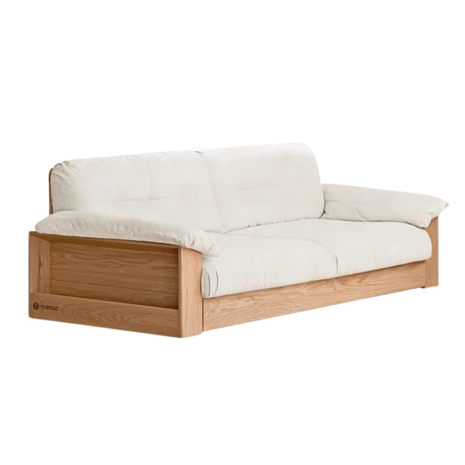 Oak Solid Wood Floor Storage Sofa, Goose Down.