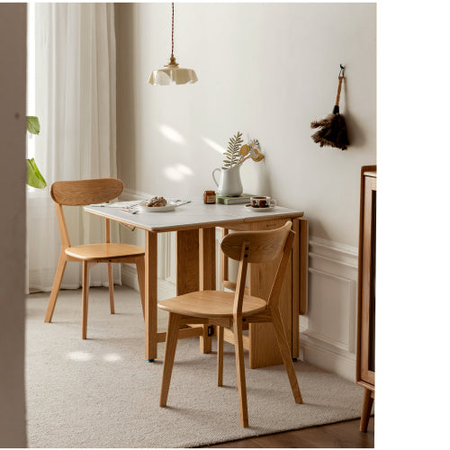 Oak Solid Wood Retractable Folding Dining Table