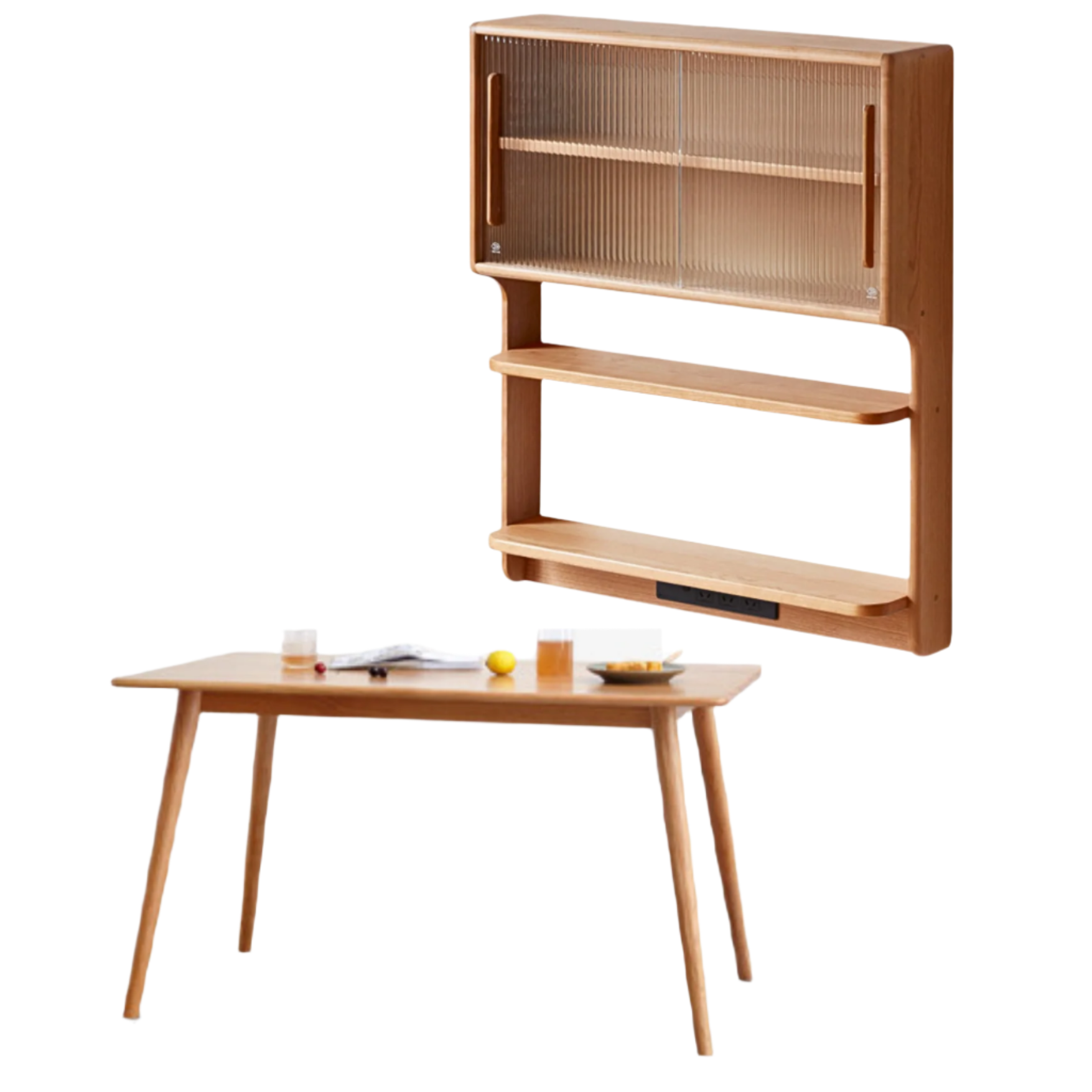 Cherry Solid Wood Wall Storage Cabinet