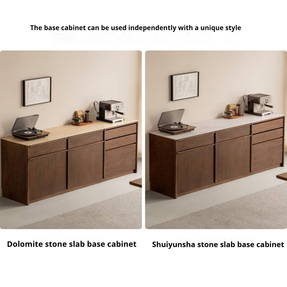 Black Walnut, Sandalwood, Ash Solid Wood Dining Cabinet Antique Style Rock Board