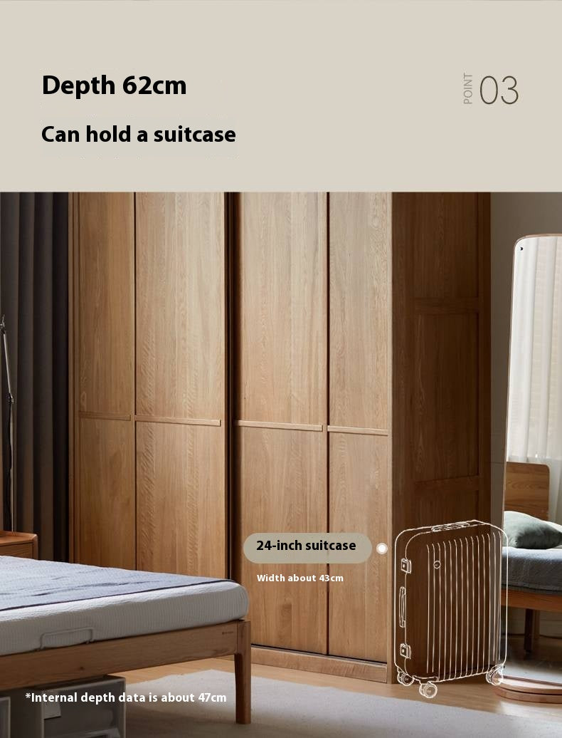 Oak Solid Wood Modern Double Door Wardrobe