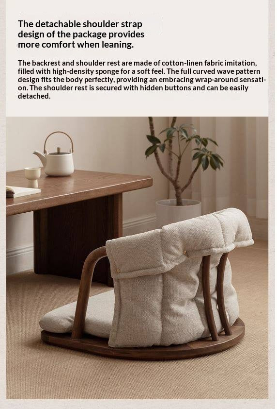 Black Walnut, Ash Solid Wood Tatami Soft Backrest Meditation Chair