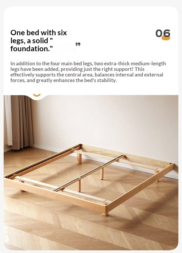 Beech Solid Wood Modern Minimalist Floating Platform Bed — Headboard-Free