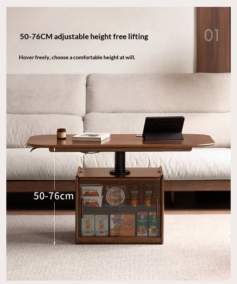Oak Solid Wood Elevating Lifting Coffee Table